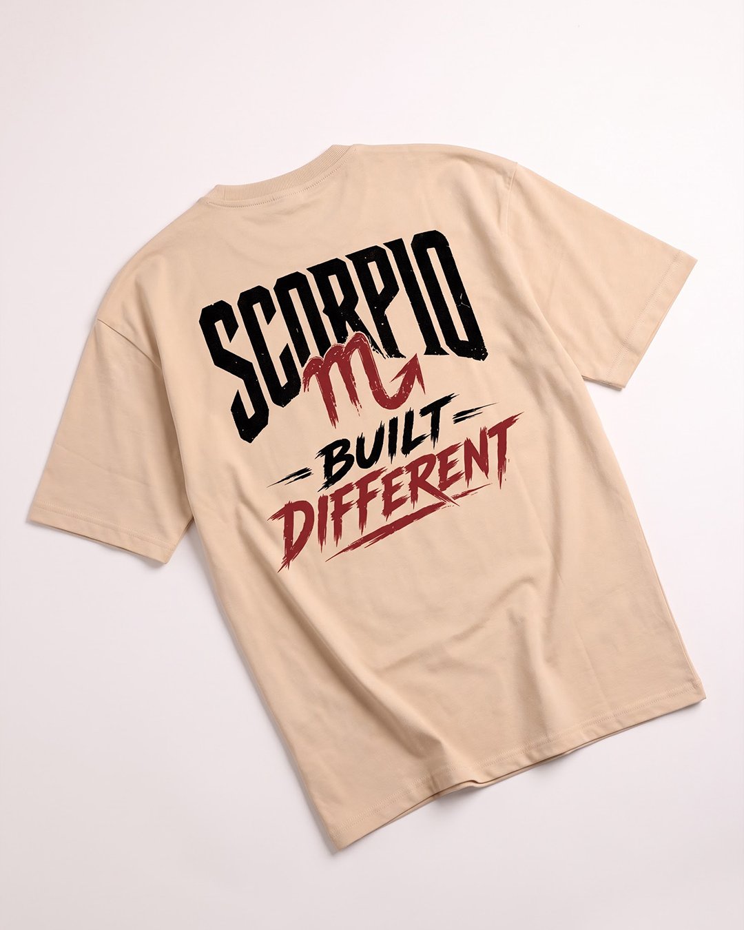 Scorpio Built Different Printed Beige  T-shirt
